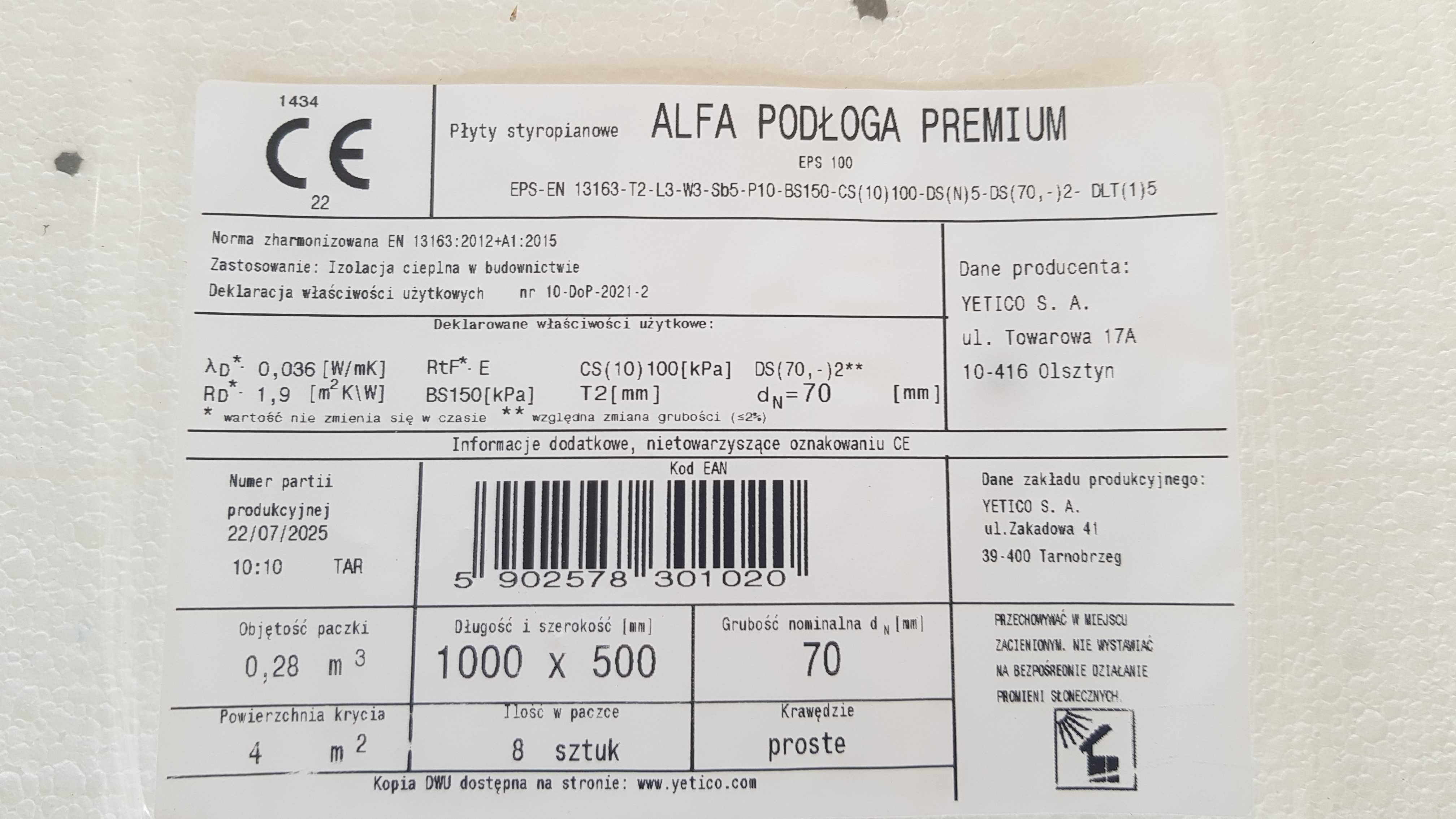 Styropian podłogowy po remoncie, nowy EPS 100 , lambda 036