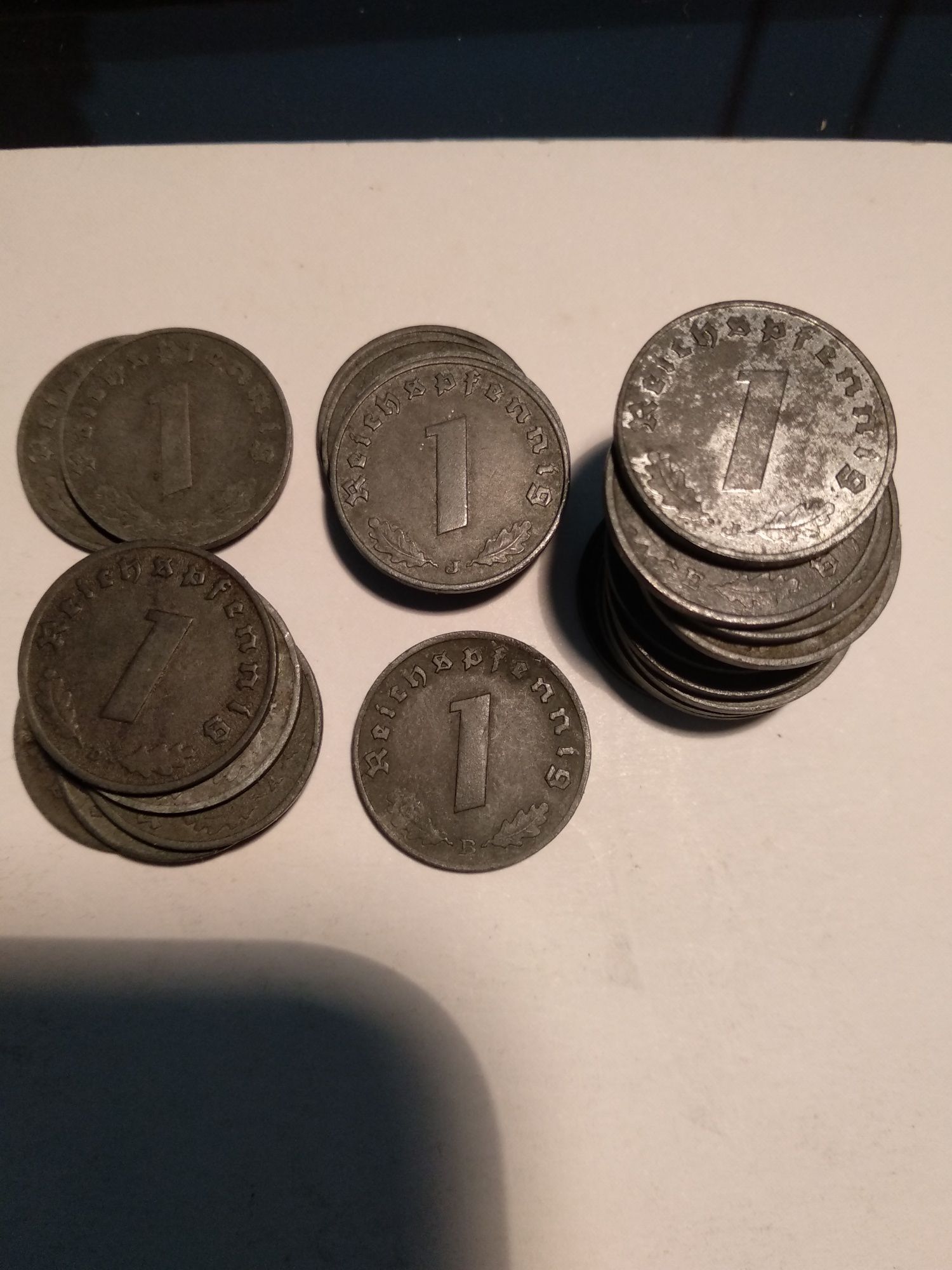 Moedas 1 Reichspfennig 1940/41/42/43/44 Zinco suástica nazi Alemanha
