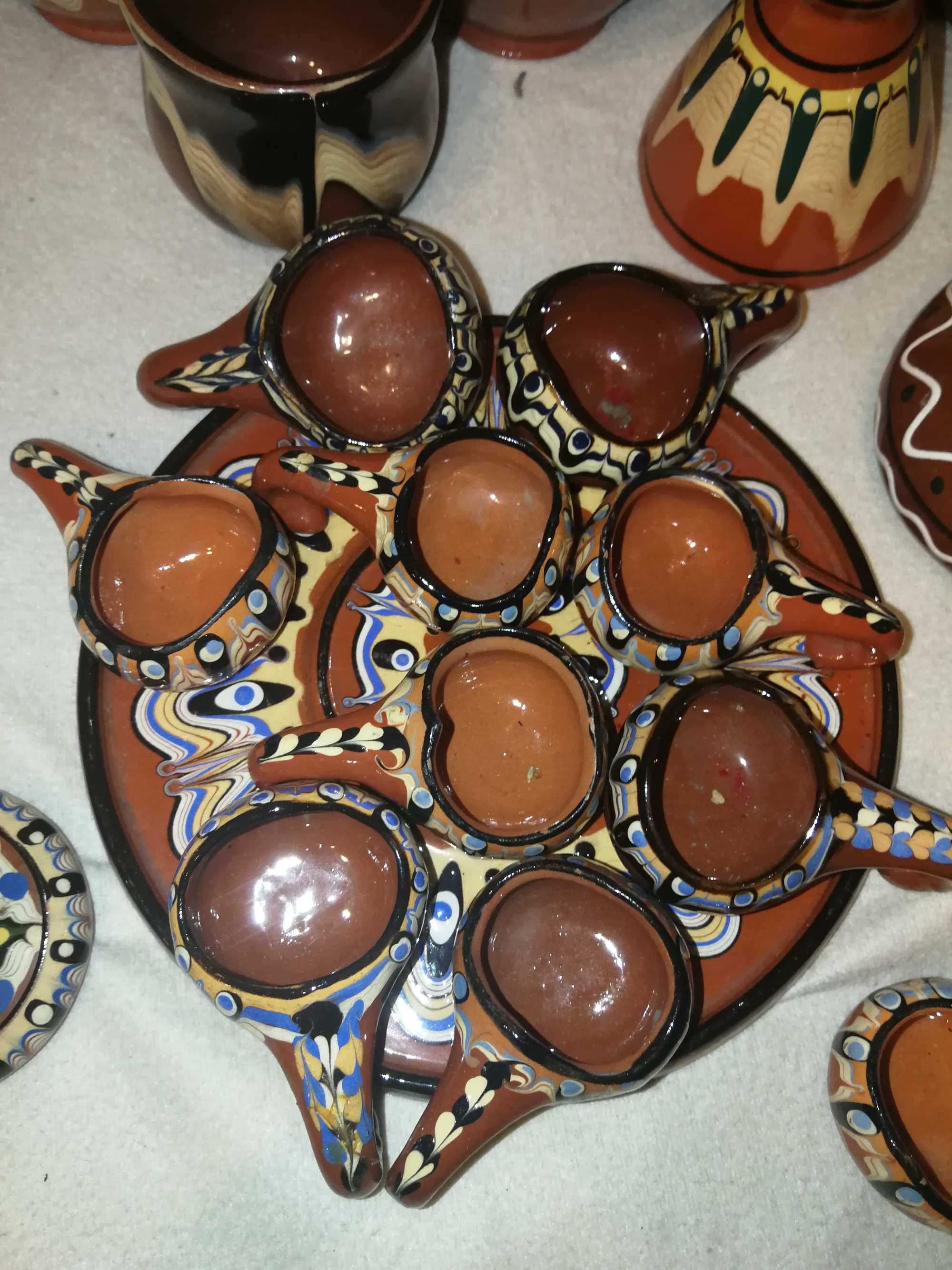 Duży zestaw bułgarskiej ceramiki bulgarska pawie oczko