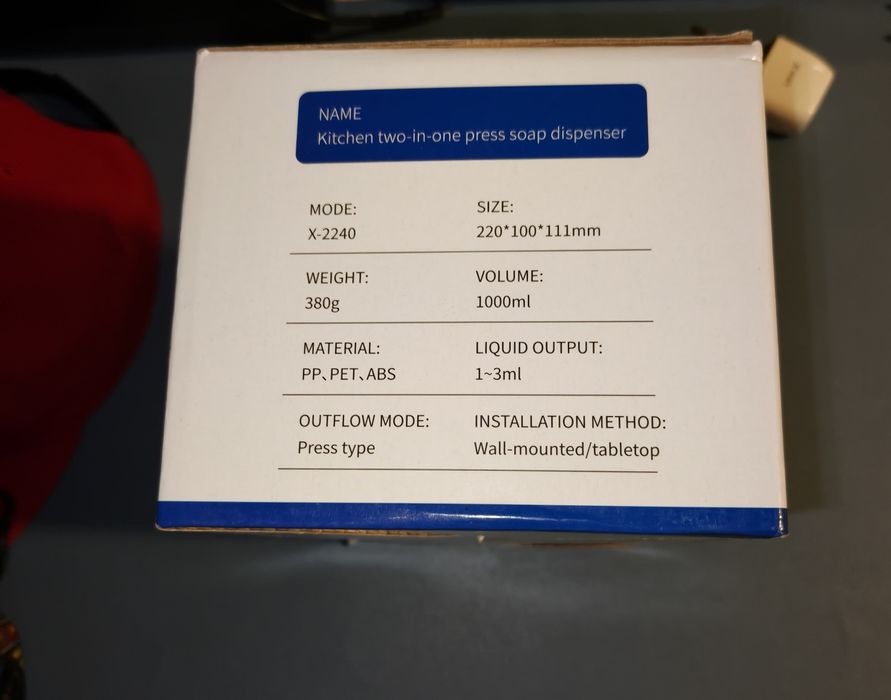 Organizer kuchenny z dozownikiem na mydło i płyn 2x500 ml