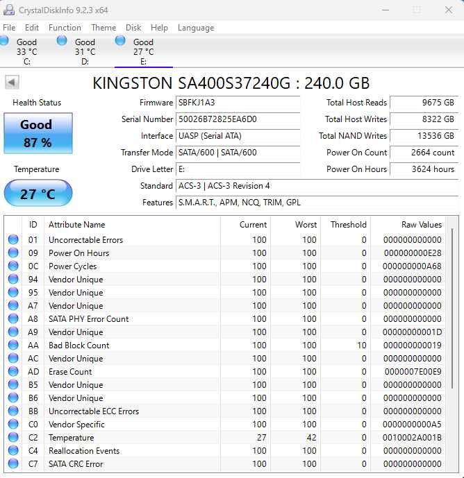 SSD Kingston a400 240GB SA400S37240G