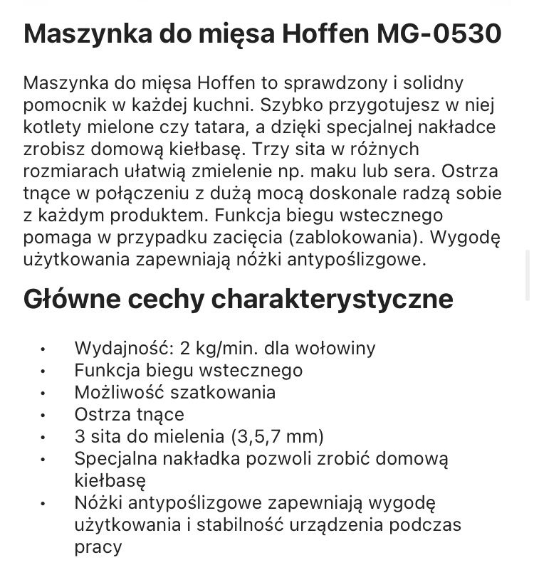 Maszynka do mielenia mięsa Hoffen