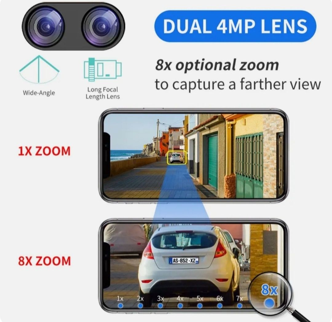 Уличная поворотная камера 4К разрешение 8мп, 360 градусов обзор камеры