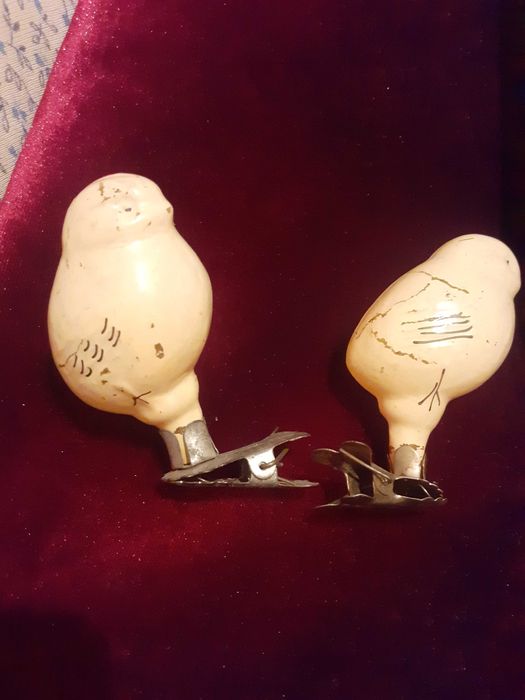 Елочные игрушки старинные на прищепках Сова, Цыплыта, грибы, СССР