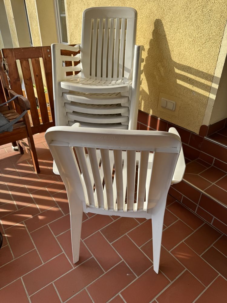 Plastikowe krzesła ogrodowe wysokie oparcie 7sztuk