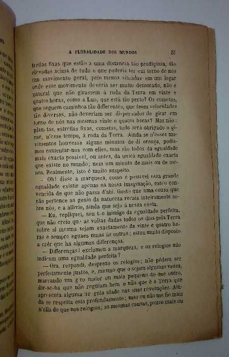 Livro de 1888 - A Pluralidade dos Mundos, por Fontenelle