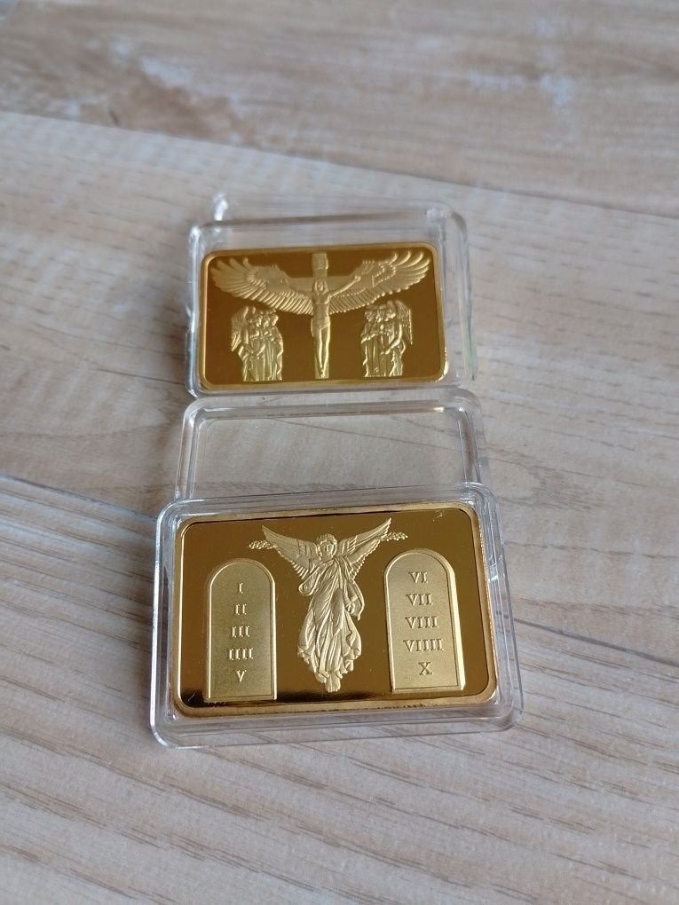 Sztab. Tablice Mojżesza/Ukrzyżowanie. Plater 24k gold. Cudo!