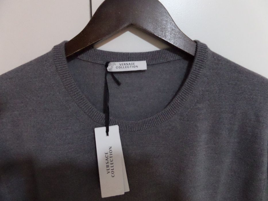 VERSACE GIANNI VERSACE SWETER Siwy Nowy z Metkami L Nowa Kolekcja Supe