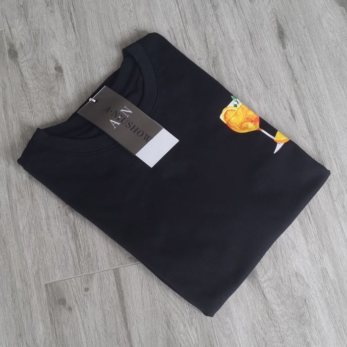 Стильна унісекс-оверсайз чорна футболка з принтом "Aperol Spritz"