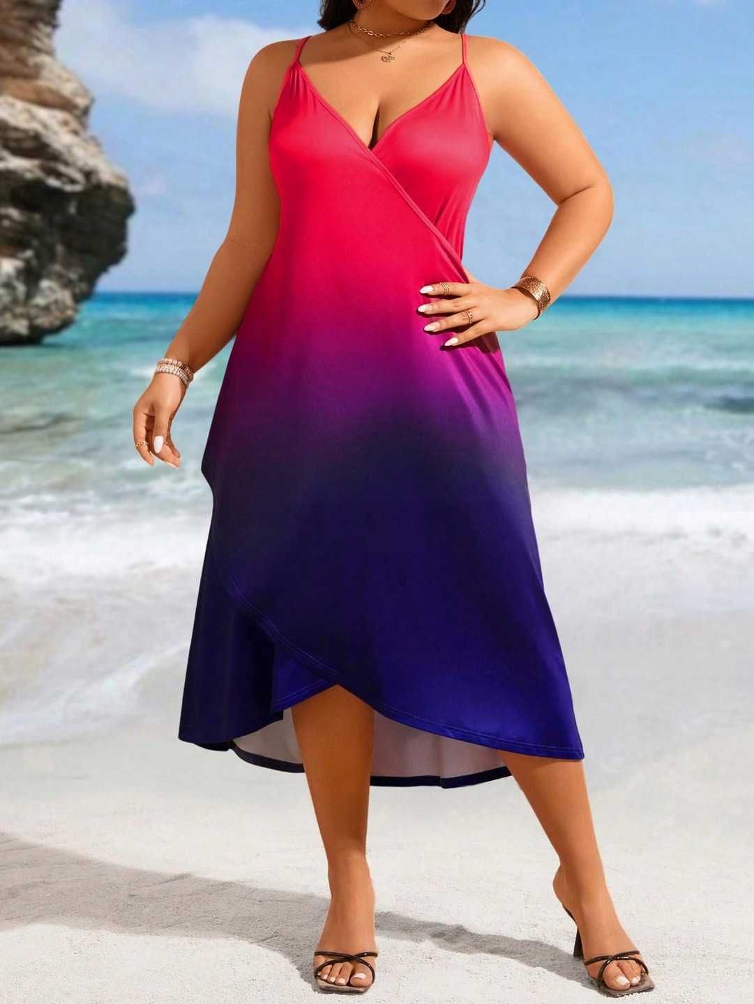 SUKIENKA MIDI ze wzorem ombre XXL