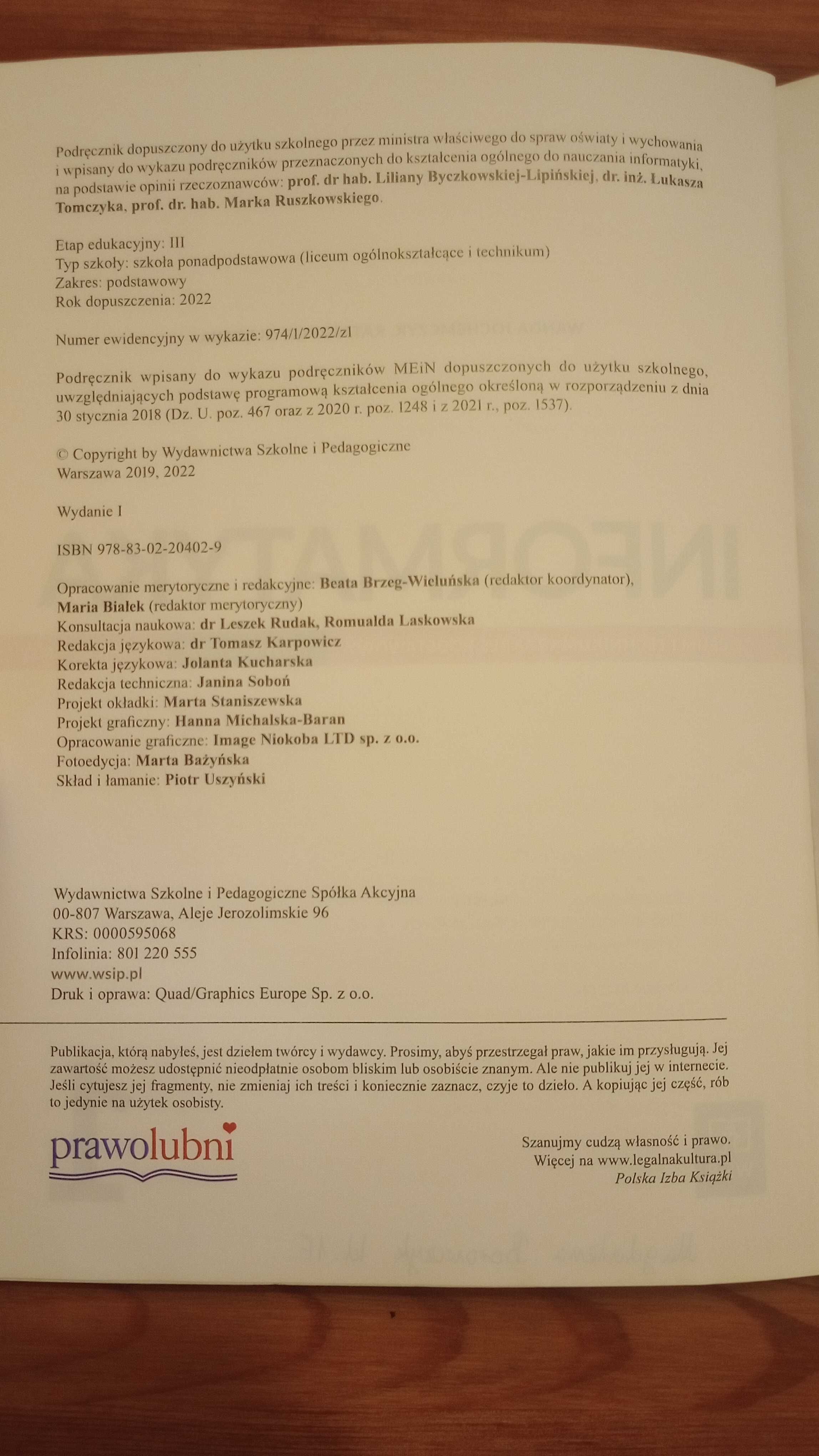 Informatyka. Nowa Edycja. Podręcznik. Klasa 1. Zakres podstawowy. WSiP