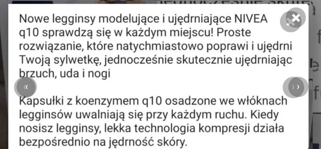 Nowe leginsy Nivea Q10
