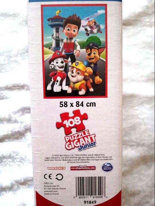 puzzle, kolorowanka, duże, psi patrol, junior, 5+, trefl, pieski