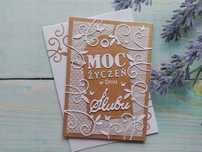 Kartka ślubna handmade, biały/kraft #3, A6, w zestawie z kopertą