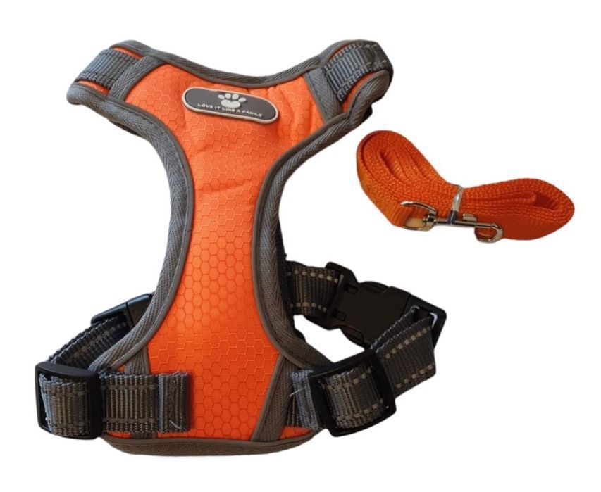 Szelki Dla Psa Z Siateczki Smycz Rozmiar S Pomarań
