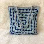 Torba szara niebieska fiolet shopper patchwork vintage y2k szydełko