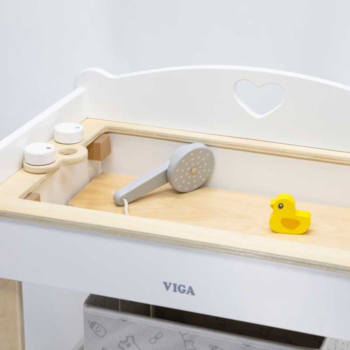 Zestaw opiekunki VIGA Drewniany Przewijak 2w1 Wanieńka dla Lalek