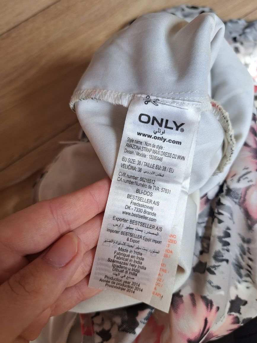 Sukienka szyfonowa maxi długa w kwiaty Only