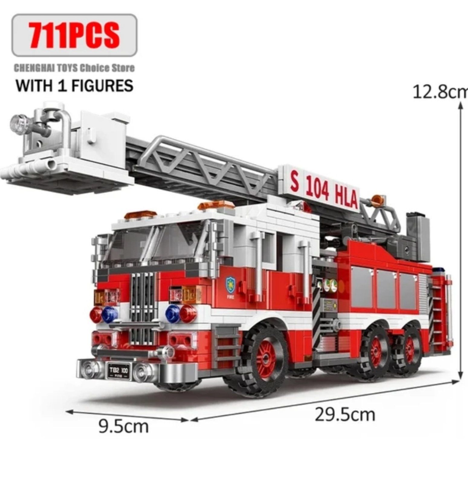 Детский конструктор пожарная машина грузовик 711 шт детали