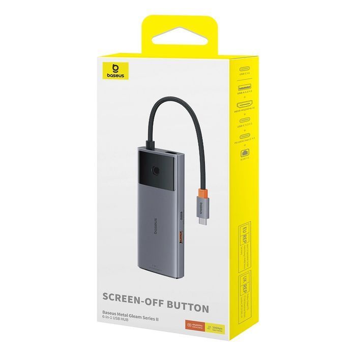 HUB USB 6w1 Baseus USB-A / USB-C / USB-C PD / HDMI / RJ45 - czarny