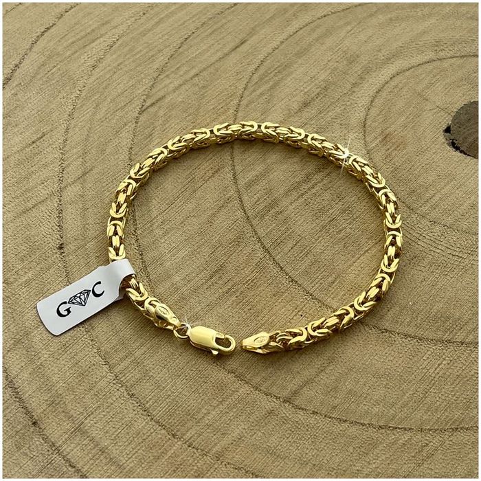 Złota Bransoletka Męska 925/585 Srebro Splot Królewski 19cm/3,5mm + Gr