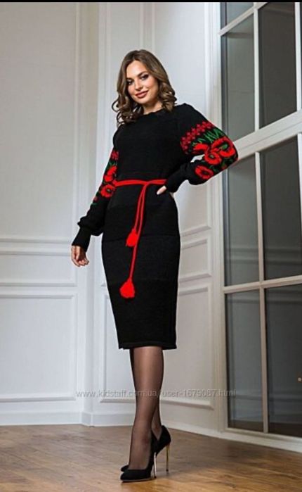 Тепла вʼязана сукня плаття розмір S M L Турція вовна вишиванка