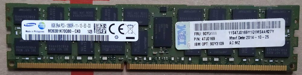 Пам'ять сервера DDR3 Samsung/IBM 8Gb 2Rx4 PC3-12800R 1600 M393B1K70QB0
