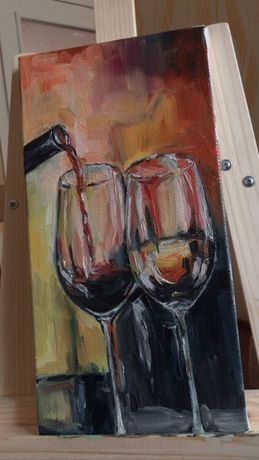 Картина маслом «Келихи вина»
