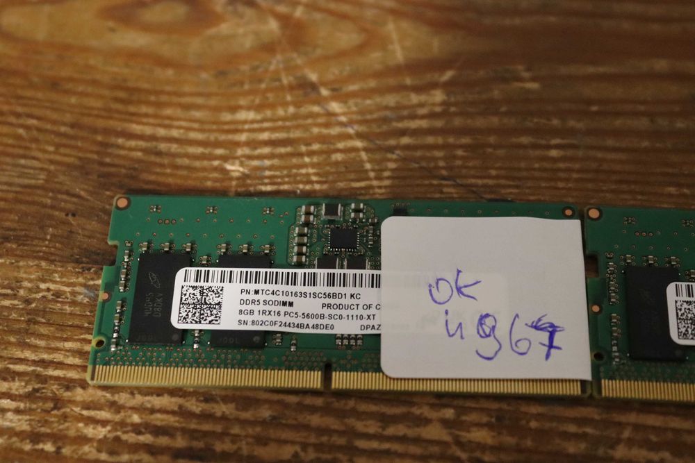Pamięć RAM Micron 8GB 1Rx16 DDR5 SODIMM 5600MHz (4967,4968)