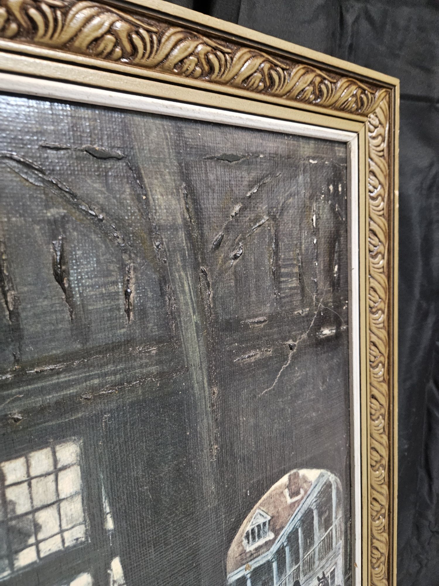 Pintura em tela a óleo antiga assinada