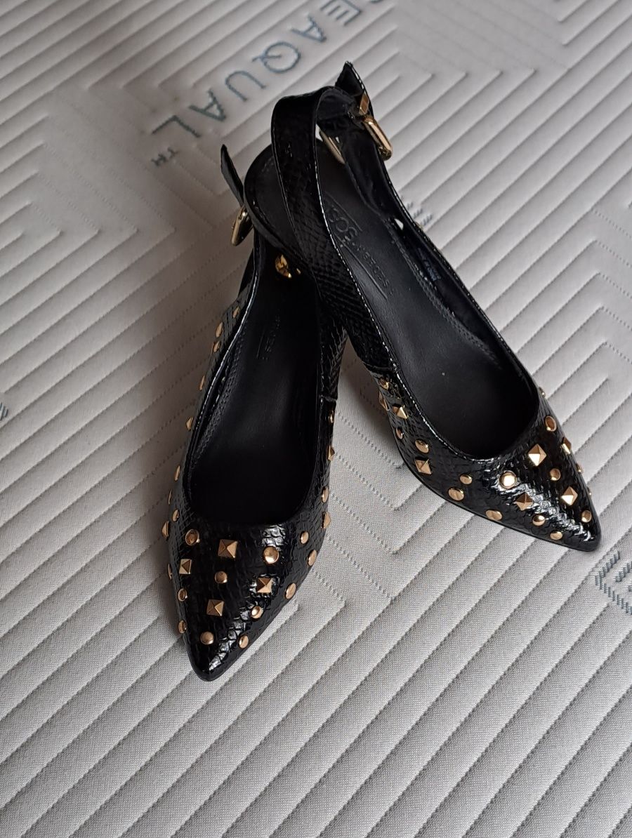 Buty Asos unikatowe ćwieki czarne czółenka
