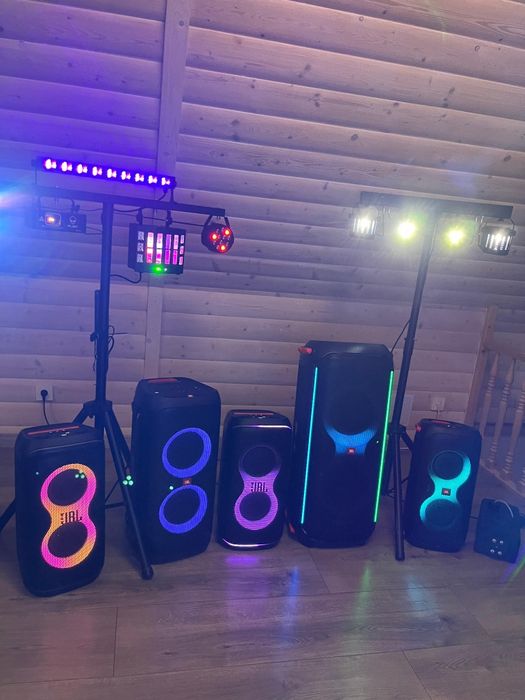 Wynajem Nagłośnienie oświetlenie  wytwornice dymu ścianki urodzinowe