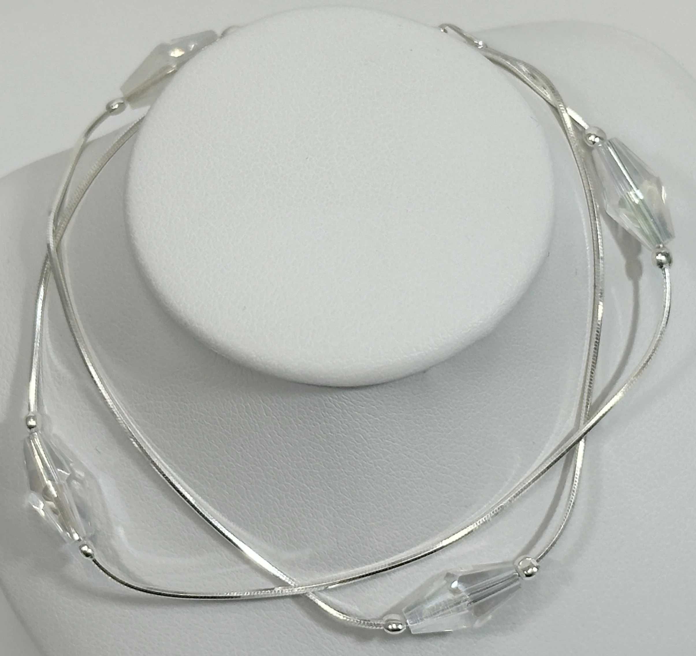 Piękna delikatna srebrna bransoletka z kryształkami 4,1G 925