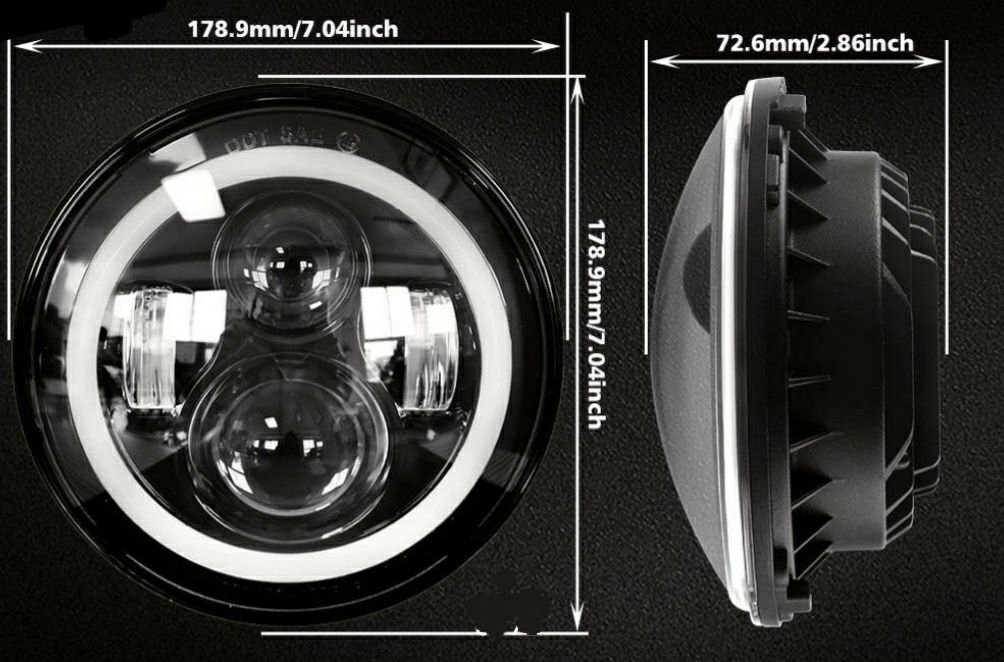 Opticas LED c/ Angel Eyes - 7 Polegadas ( universais )