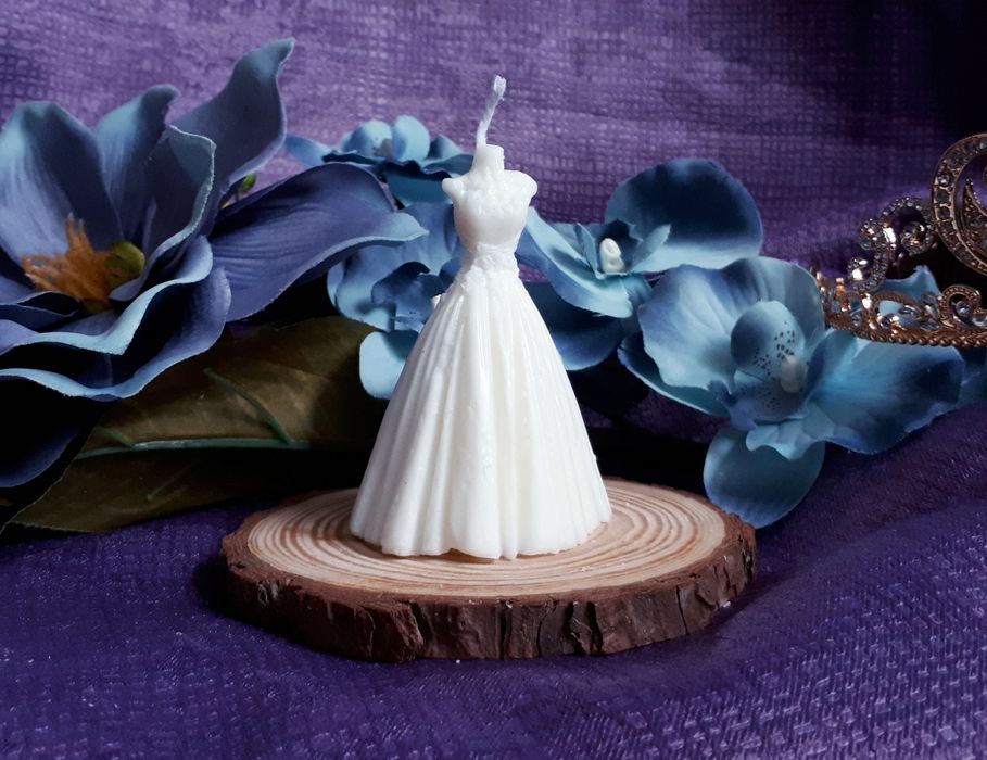 Królewna Świeca sojowa suknia ślubna balowa handmade księżniczka