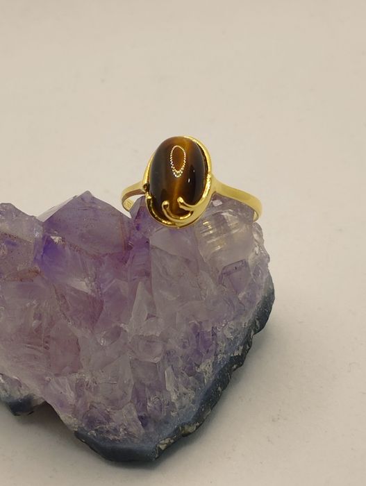 Złoty pierścionek tygrysie oko, złoto 333 rozmiar 21