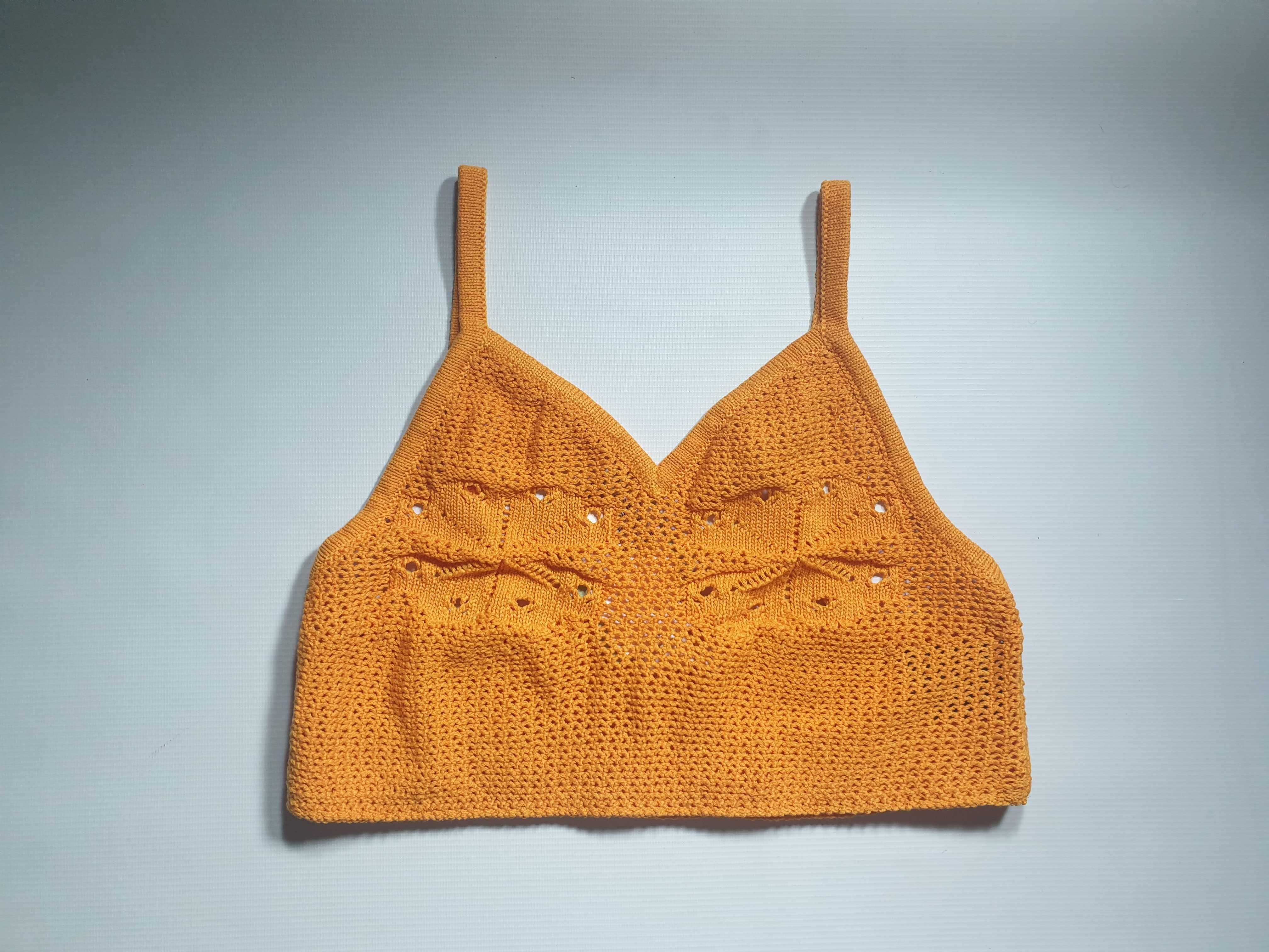 Top pomarańczowy orange M z h&m lato boho hit ażurowy vintage