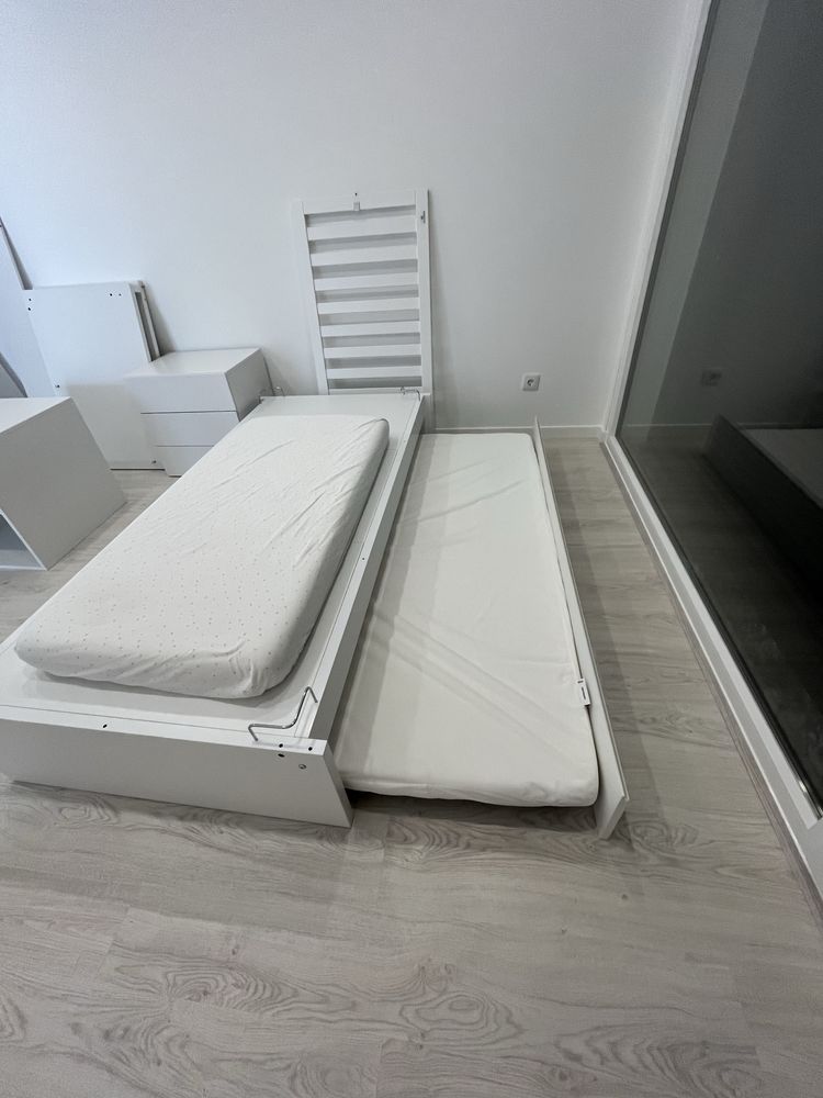 Berço convertível com cama extra/gavetas (70x140 cm) branco