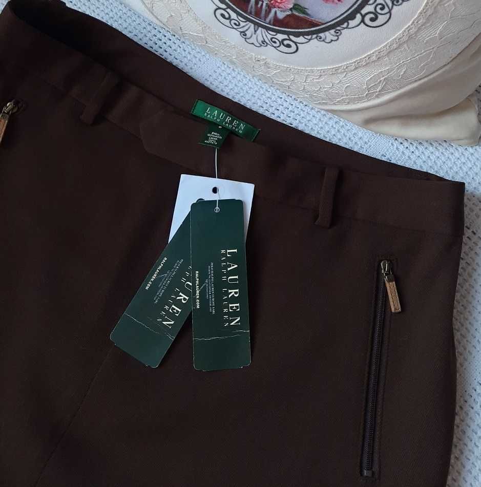 Ralph Lauren 100% Wełna ołówkowa brązowa spódnica midi M M/L