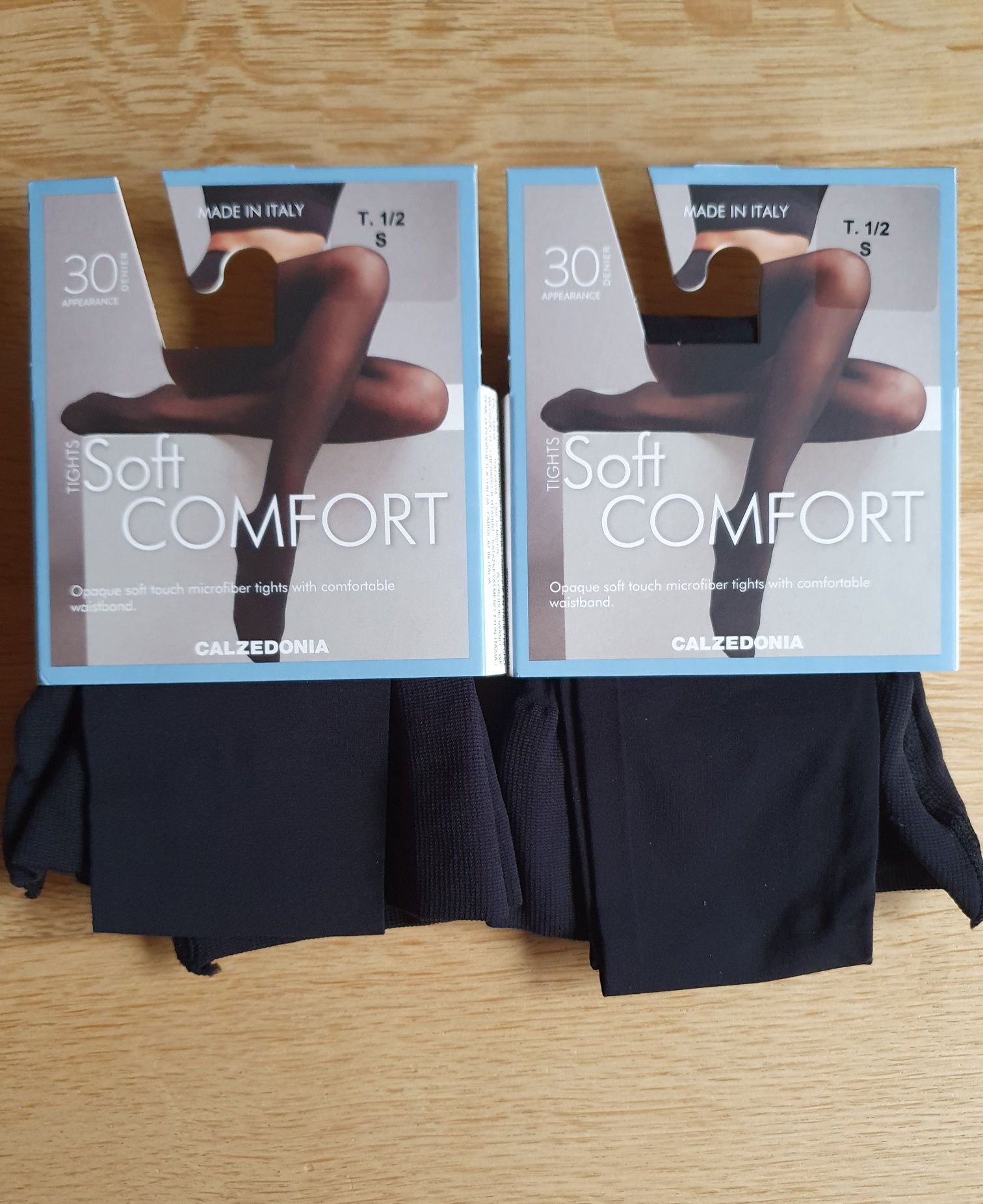 2 szt rajstopy Calzedonia S 30 den czarne microfibra soft comfort