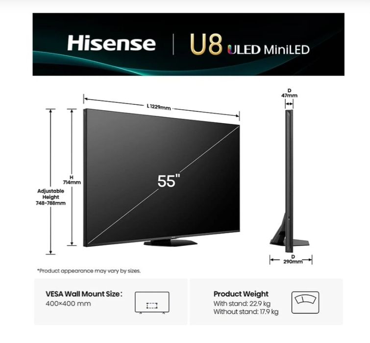 Телевізор Hisense 55U8Q Нова модель 2025/2026