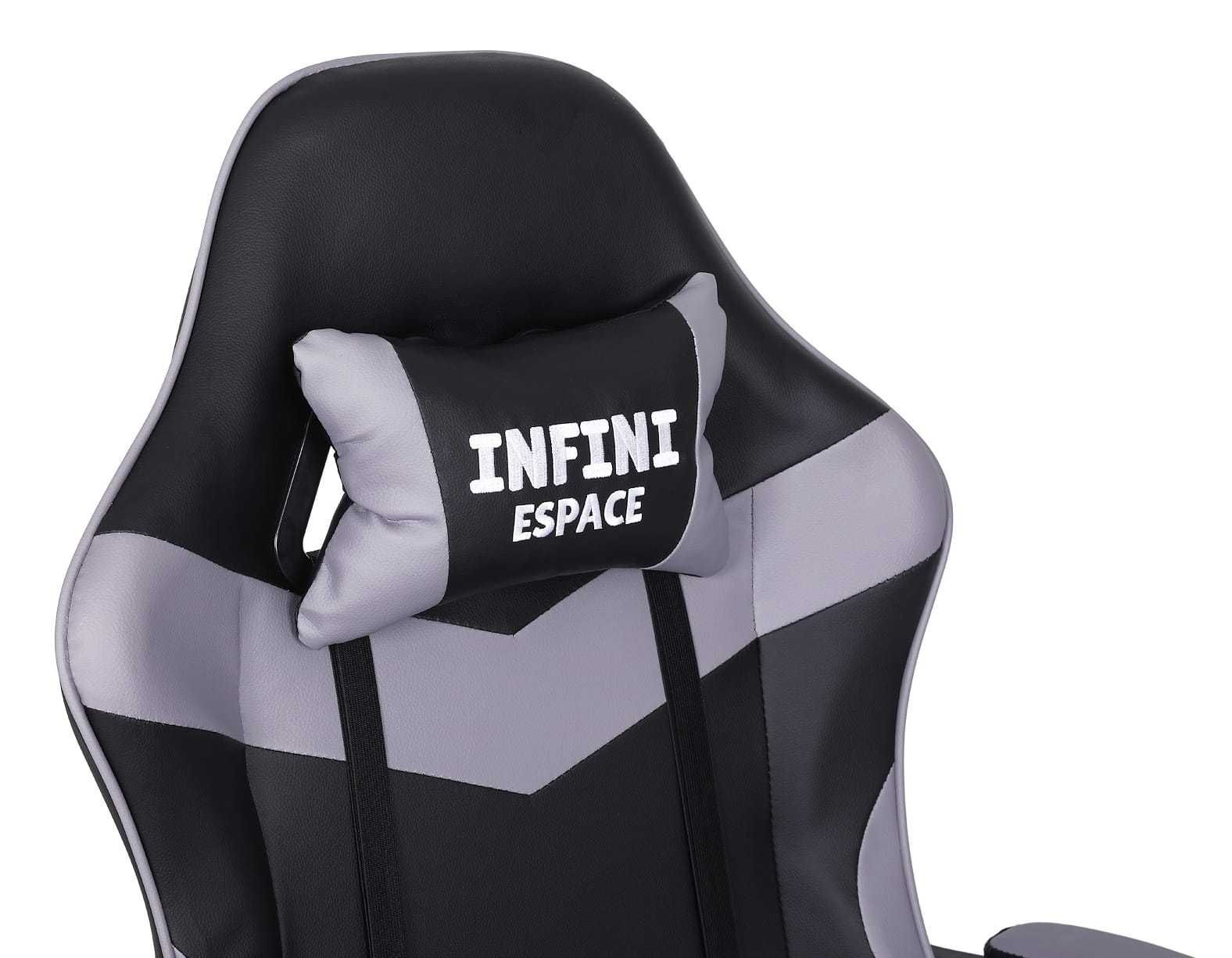 Fotel Gamingowy z podnóżkiem INFINI ESPACE Gray, regulacja oparcia