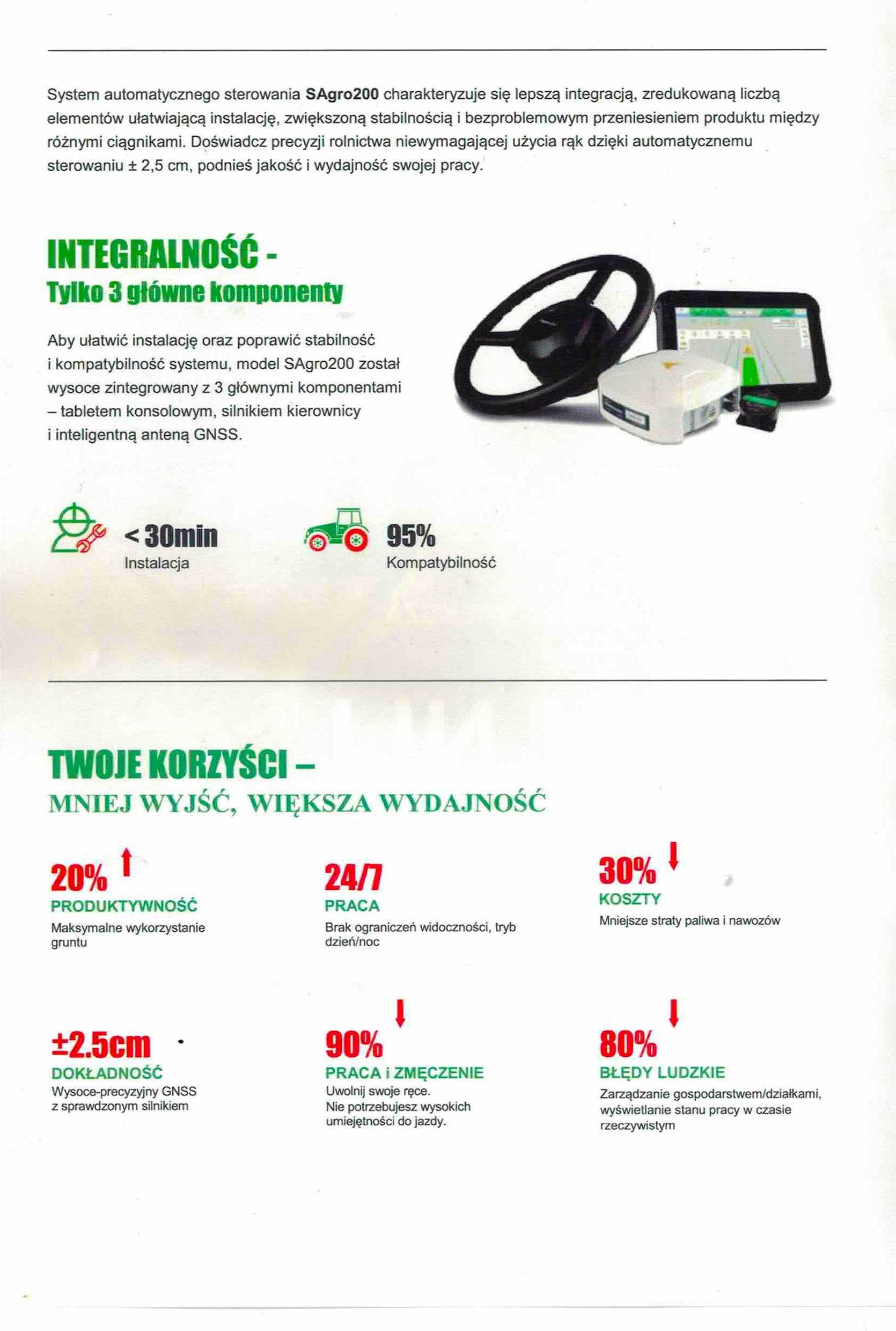 Nawigacja rolnicza do autoprowadzenia traktora GPS do 2,5cm AGROSTA