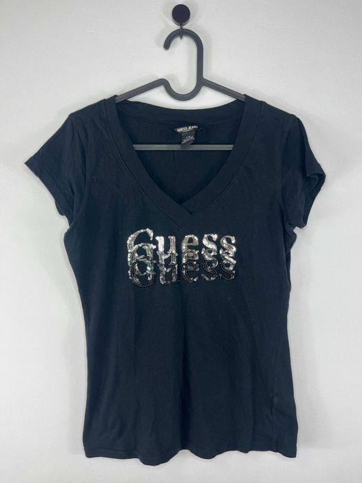 Czarna bluzka koszulka tshirt bawełniany Guess rozmiar L