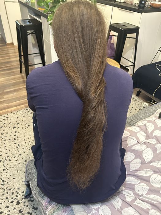Wlosy naturalne dziewicze krecone ciemny braz dwa warkocze 50 cm