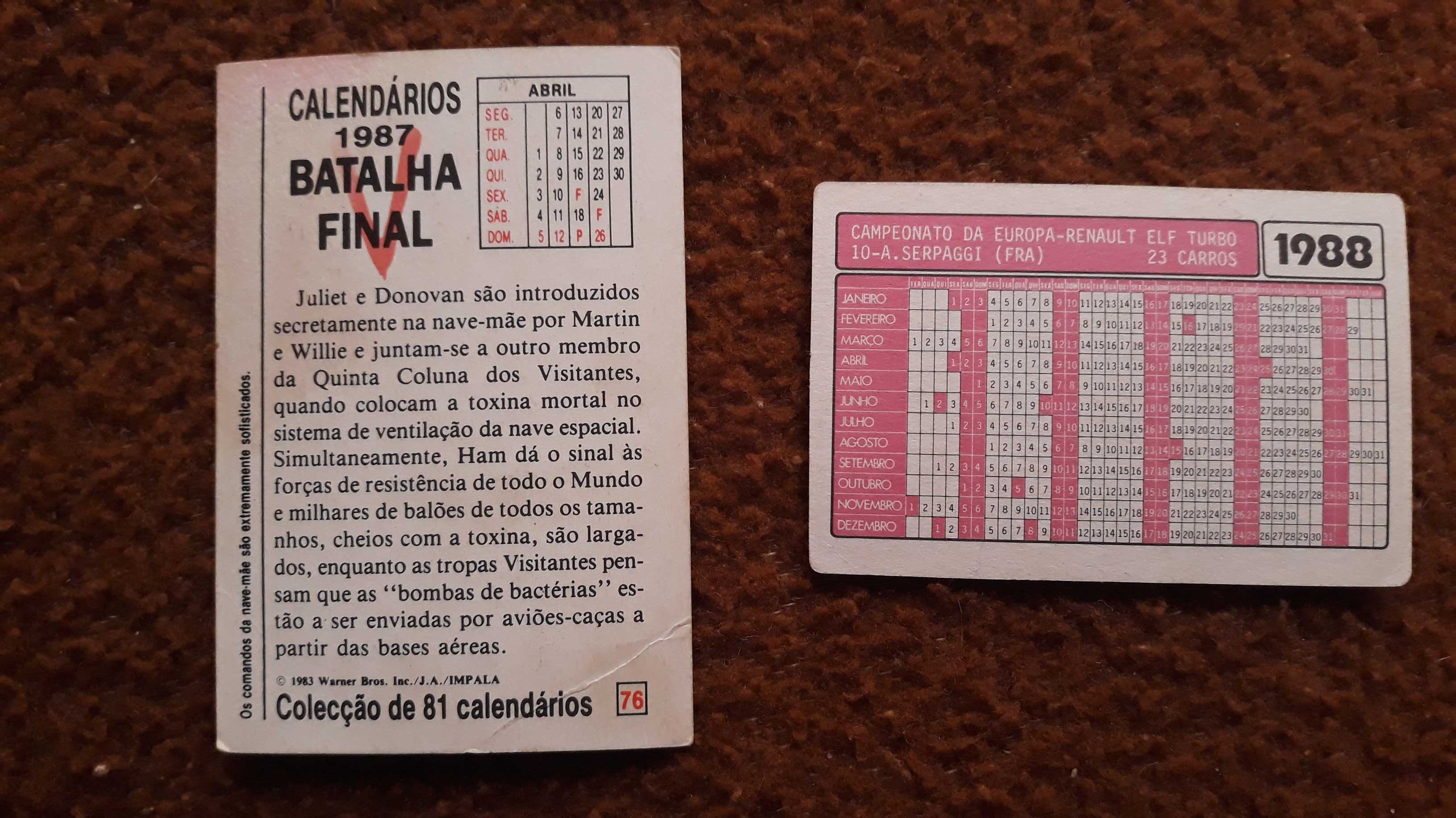 Calendários de bolso - lote 1 / 4 - portes incluídos