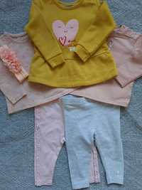 Ubranka 62/68 zestaw legginsy paka dla dziewczynki