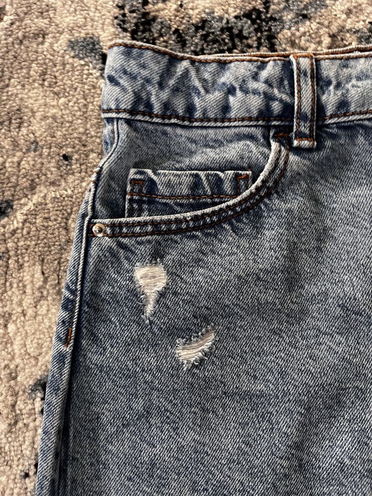 152 Denim co spodniczka jeansowa strzepiona retro vintage niebieska