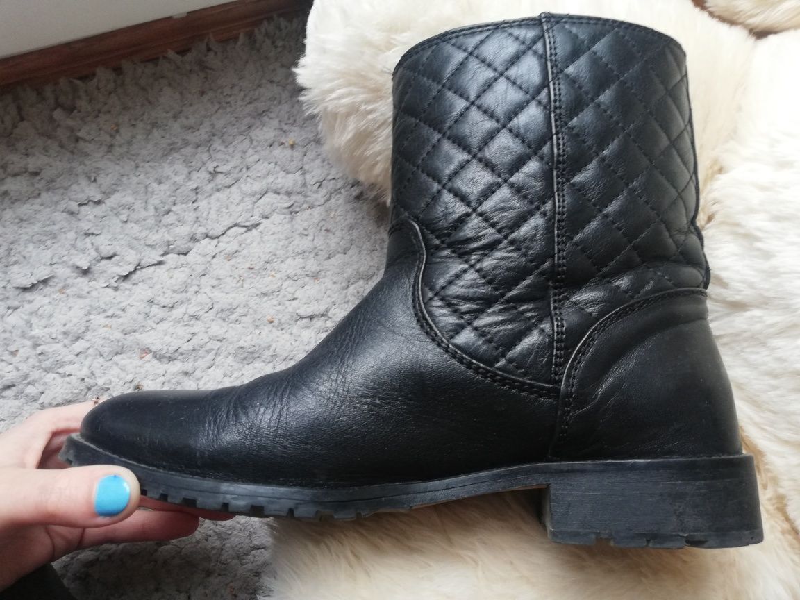 Buty kowbojki kozaki czarne ze skóry Massimo Dutti r. 40