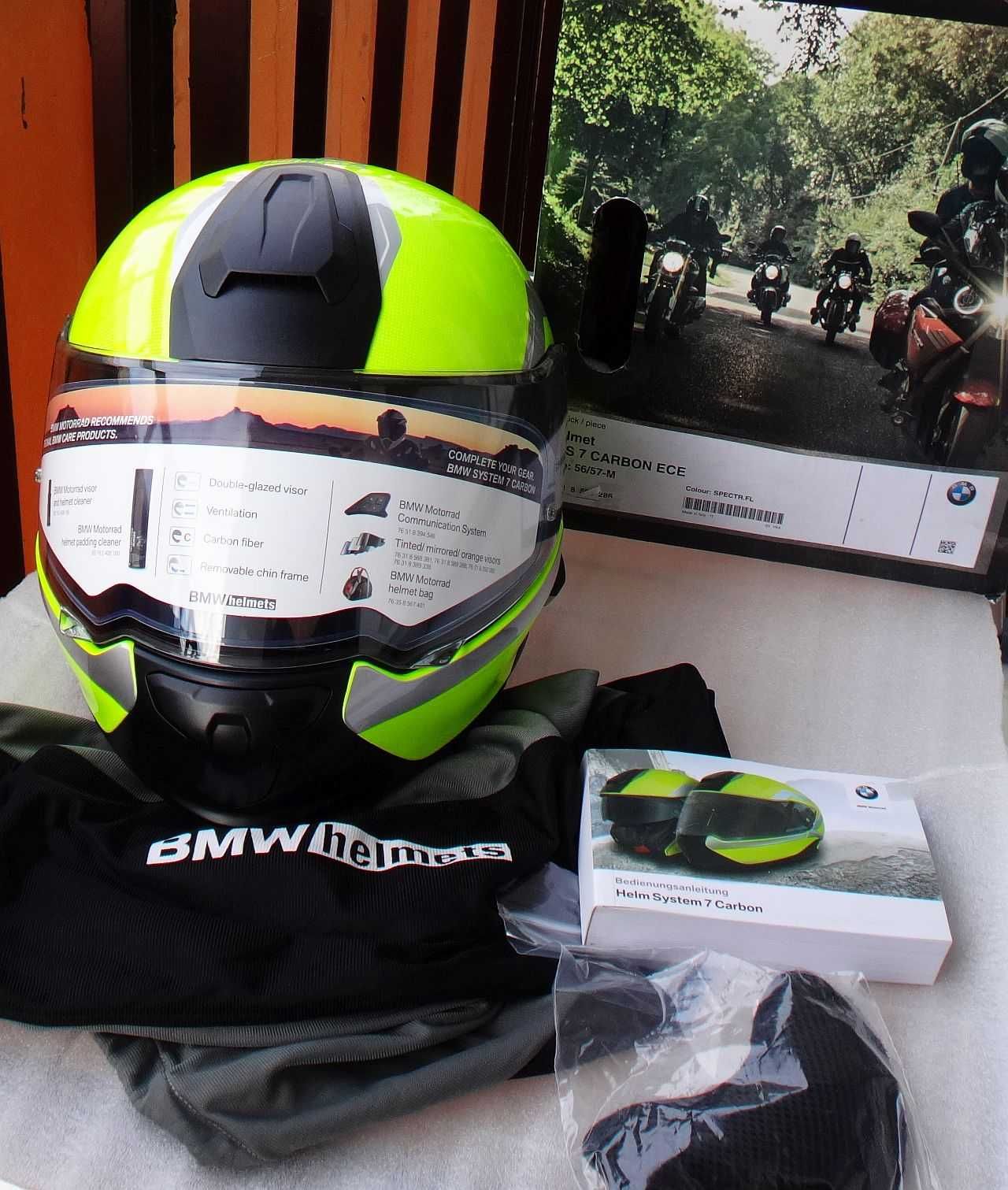 Kask BMW System 7 Carbon SPECTRA FLUOR + interkom SENA 20S EVO